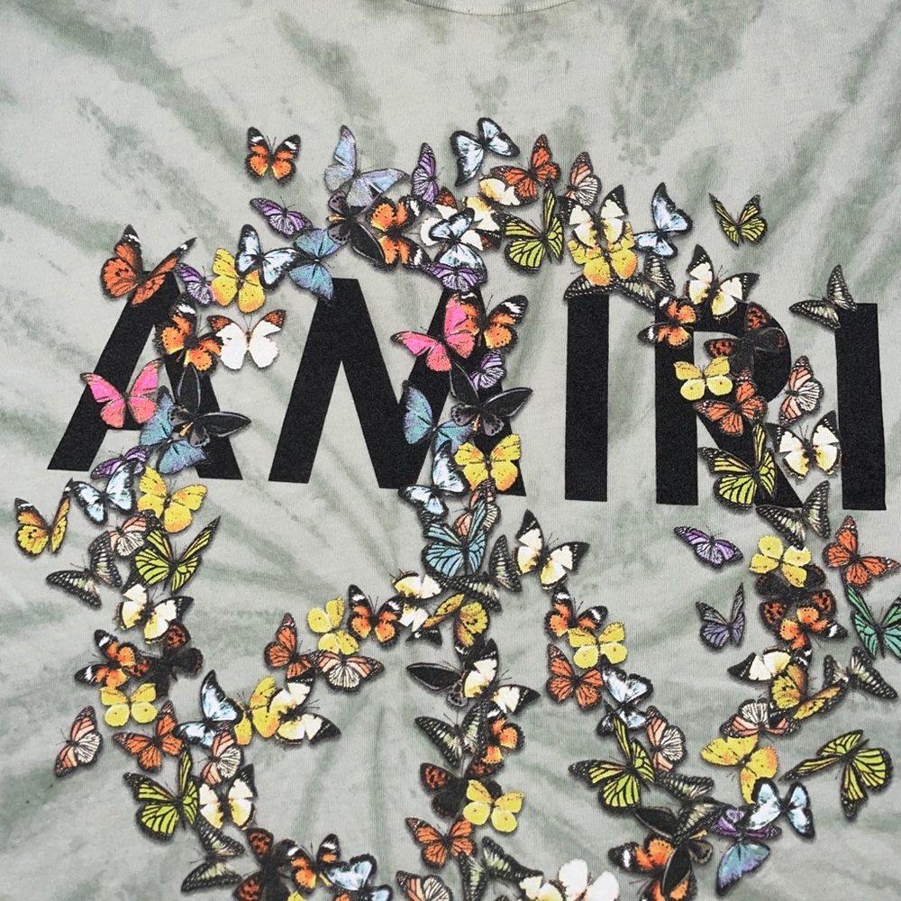AMIRI GREEN TIE DYE & FLOWERS TEE